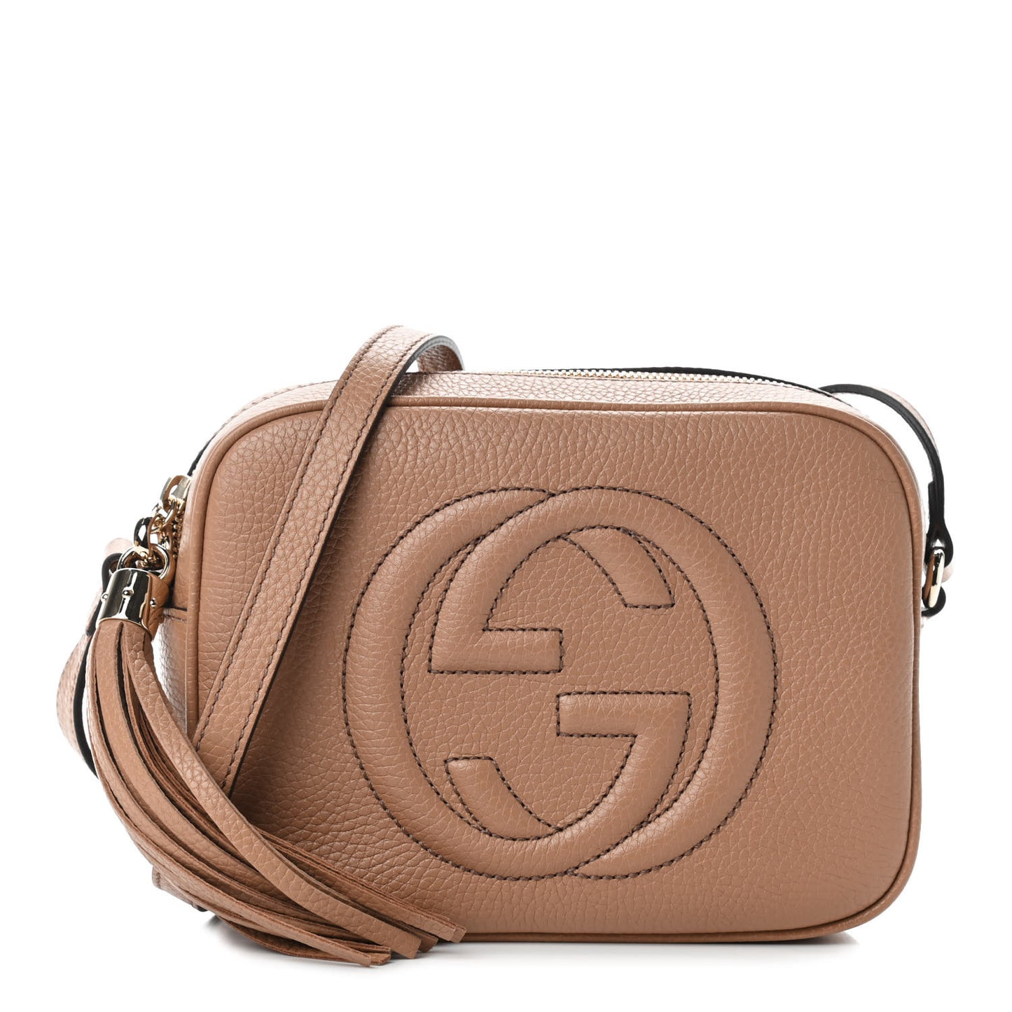 Pebbled Calfskin Small Soho Disco Bag Camelia
