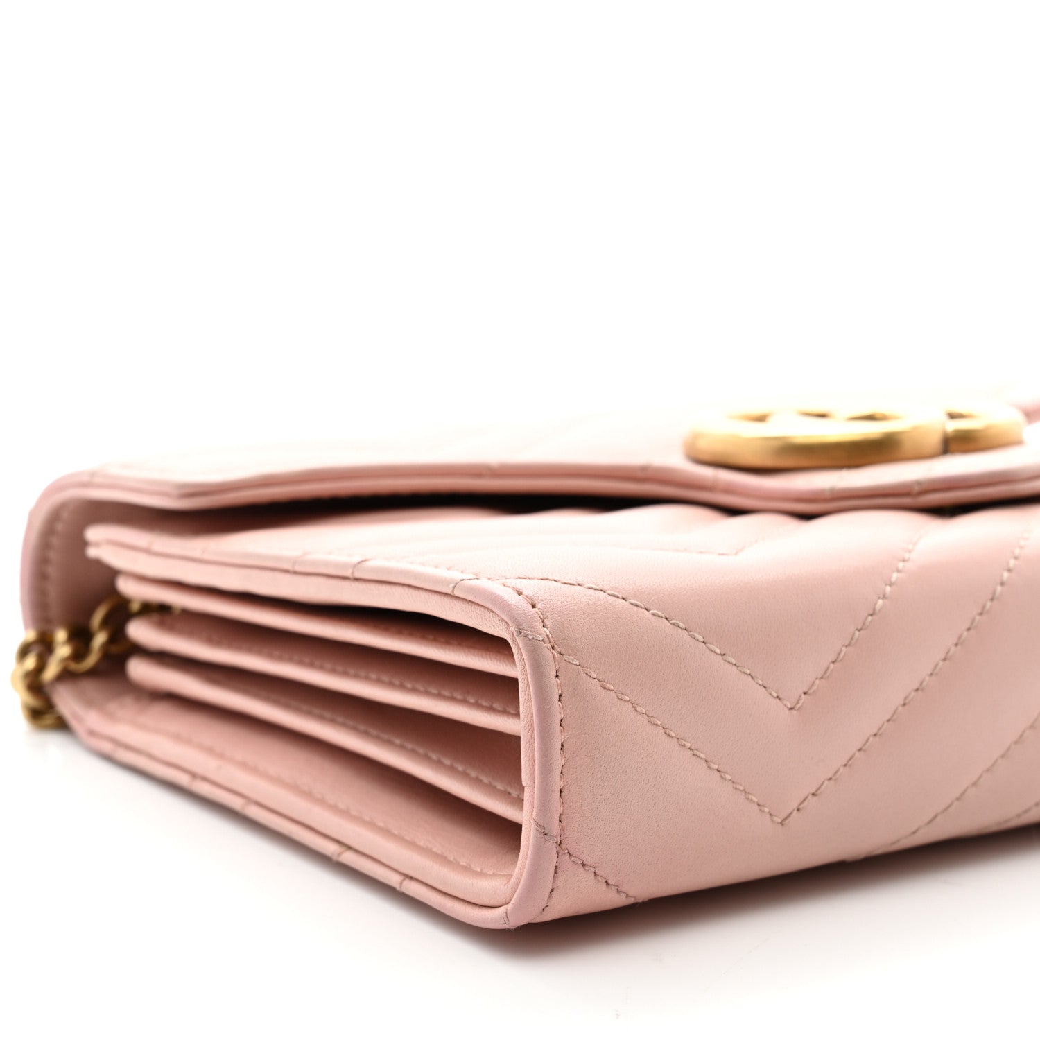 Gucci Calfskin Matelasse GG Marmont Chain Wallet Perfect Pink 9 of 12