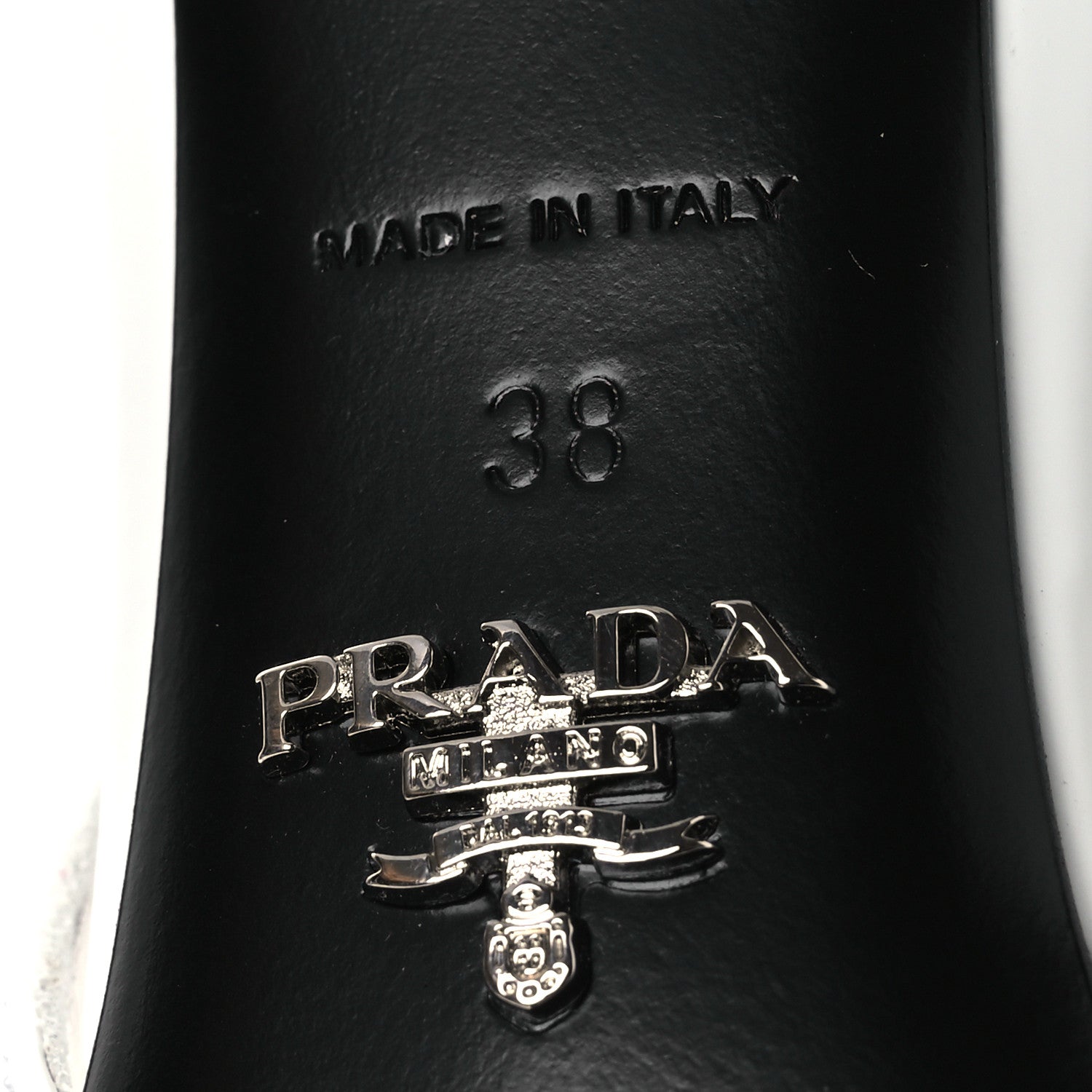 Prada Spazzolato Triangle Logo Pointed Toe 75mm Slingback Pumps 38 White 8 of 13