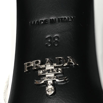 Prada Spazzolato Triangle Logo Pointed Toe 75mm Slingback Pumps 38 White 8 of 13