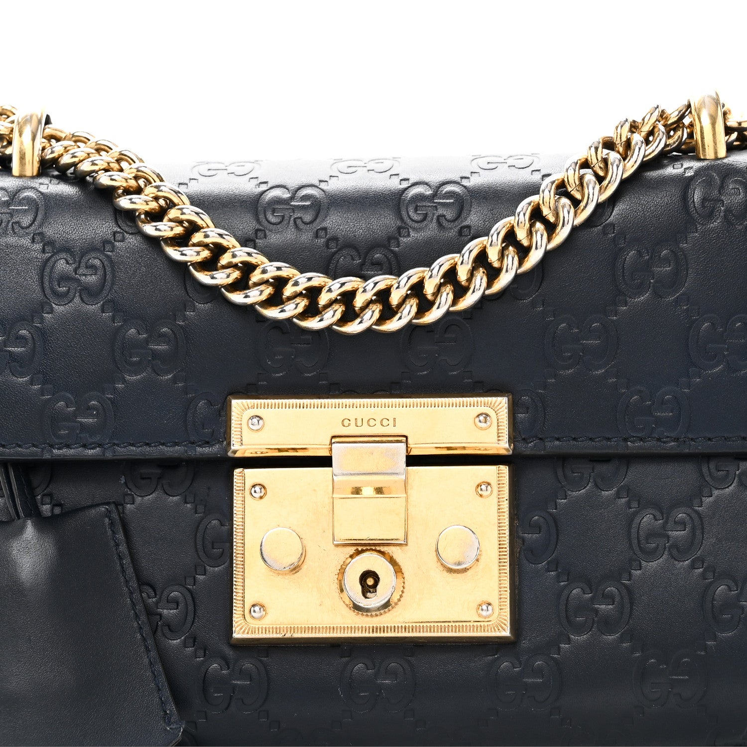 Gucci Guccissima Small Padlock Shoulder Bag Blue Agata 8 of 10