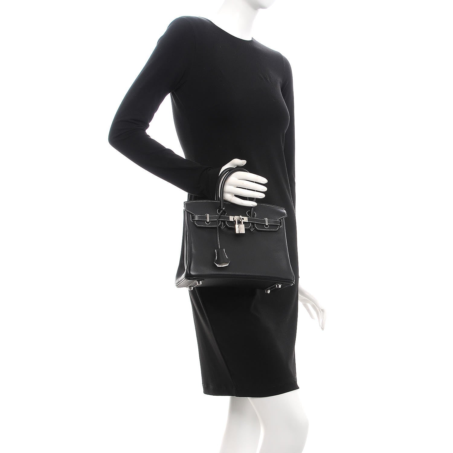 Hermes Swift Horseshoe Birkin 25 Black White 2 of 35