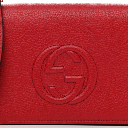 Gucci Pebbled Calfskin Soho Wallet on Chain Hibiscus Red 7 of 9
