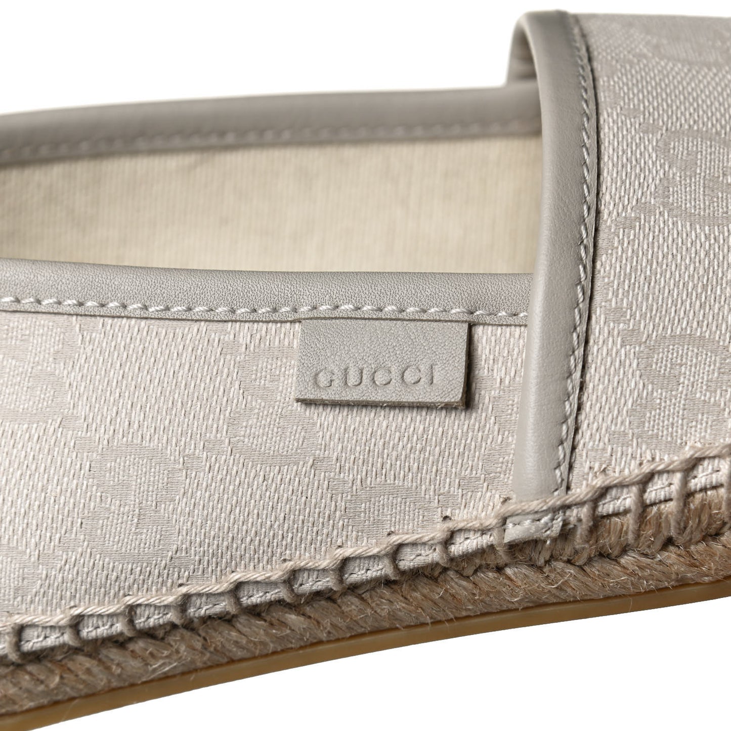 Washed Cotton Miro Soft Calfskin GG Monogram Espadrilles 38.5 White Mystic White
