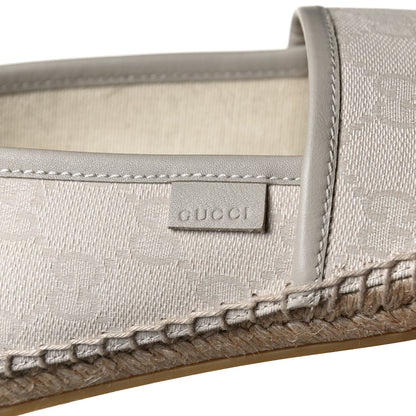 Gucci Washed Cotton Miro Soft Calfskin GG Monogram Espadrilles 38.5 White Mystic White 10 of 11