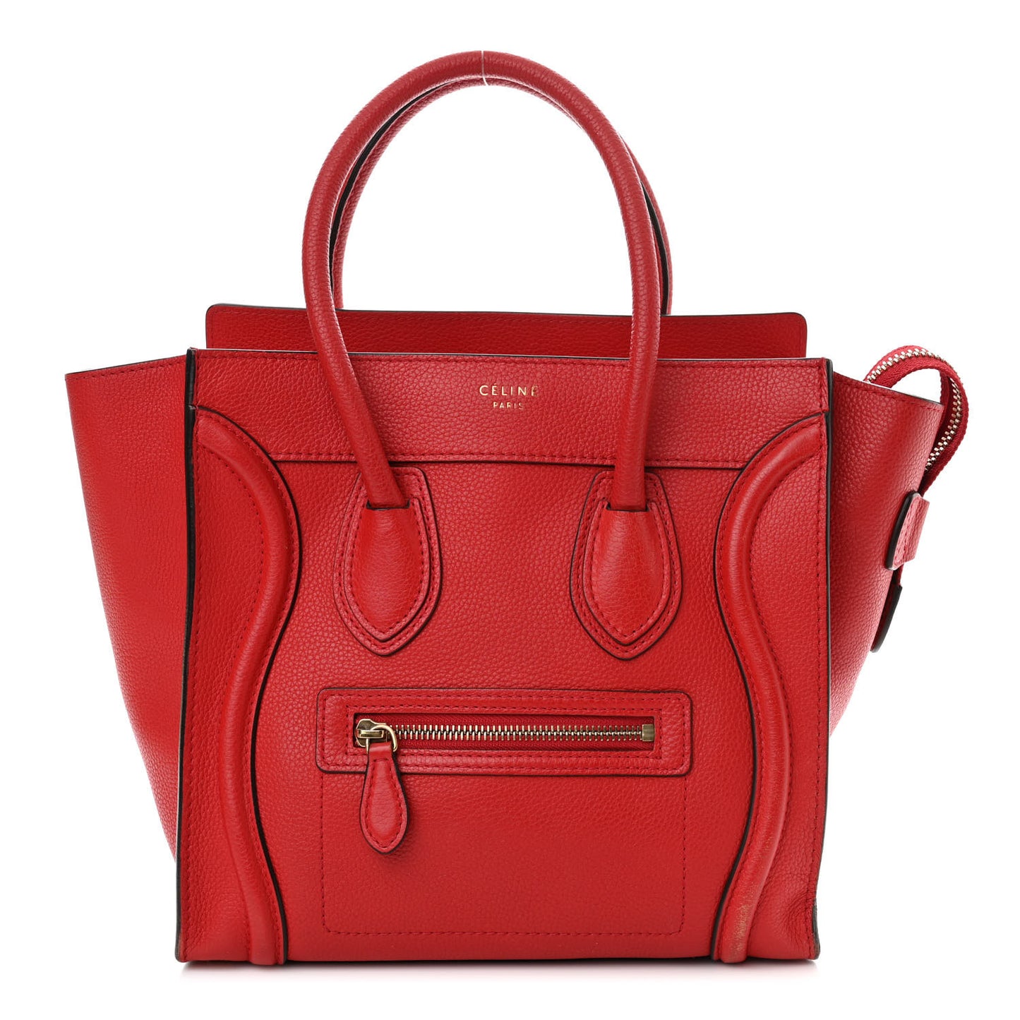 Drummed Calfskin Micro Luggage Coquelicot