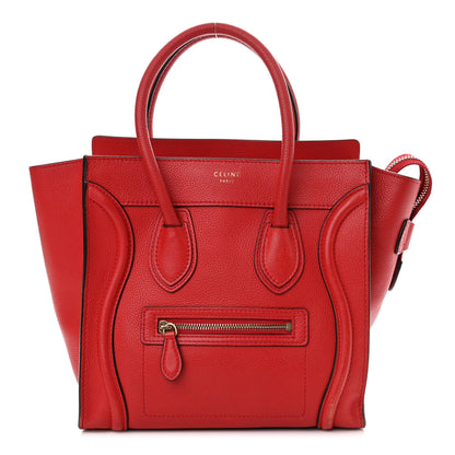 Celine Drummed Calfskin Micro Luggage Coquelicot 1 of 17