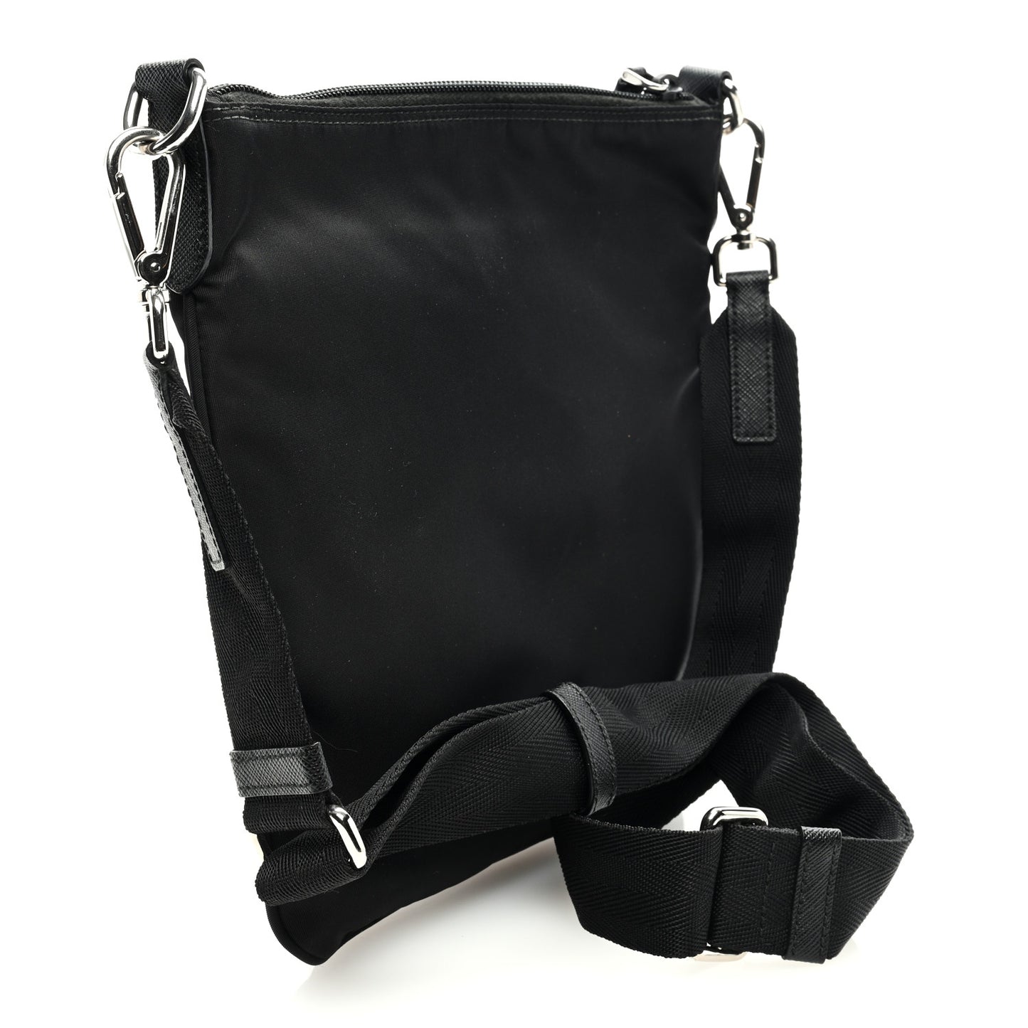 Nylon Saffiano Flat Messenger Bag Black