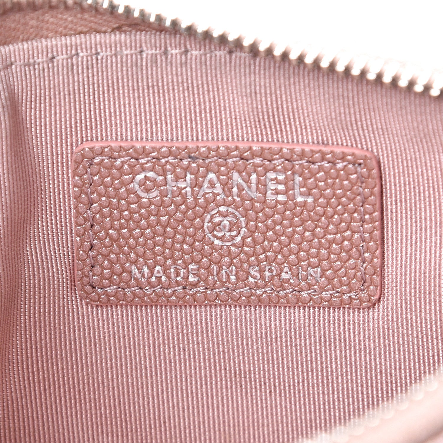 Chanel Metallic Caviar Chevron Quilted Small Vintage Mademoiselle Cosmetic Case Pink 5 of 10