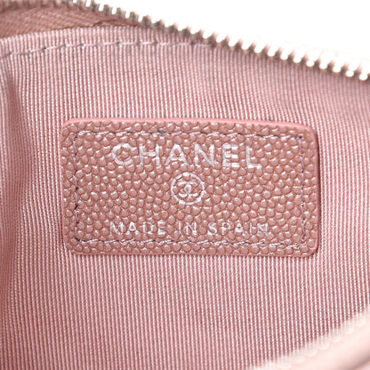 Chanel Metallic Caviar Chevron Quilted Small Vintage Mademoiselle Cosmetic Case Pink 5 of 10