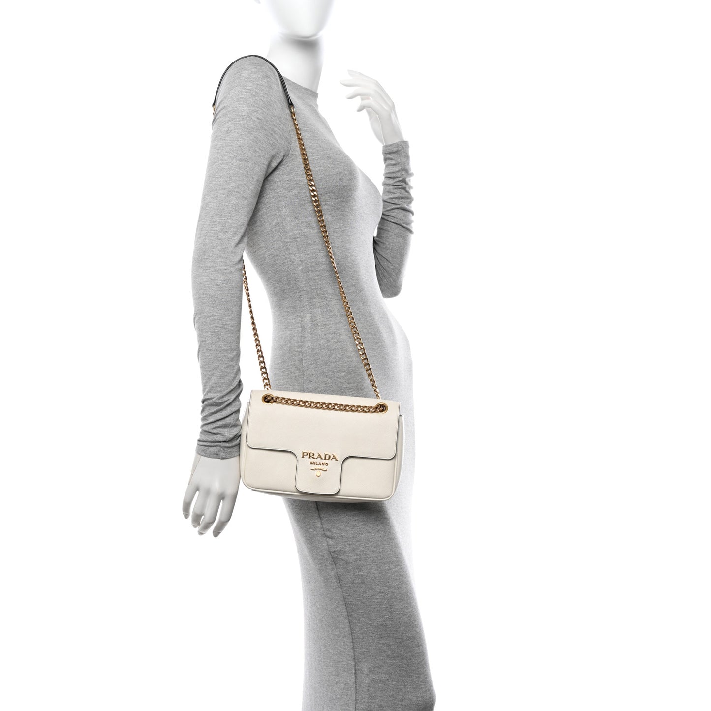 Saffiano Flap Shoulder Bag Talco