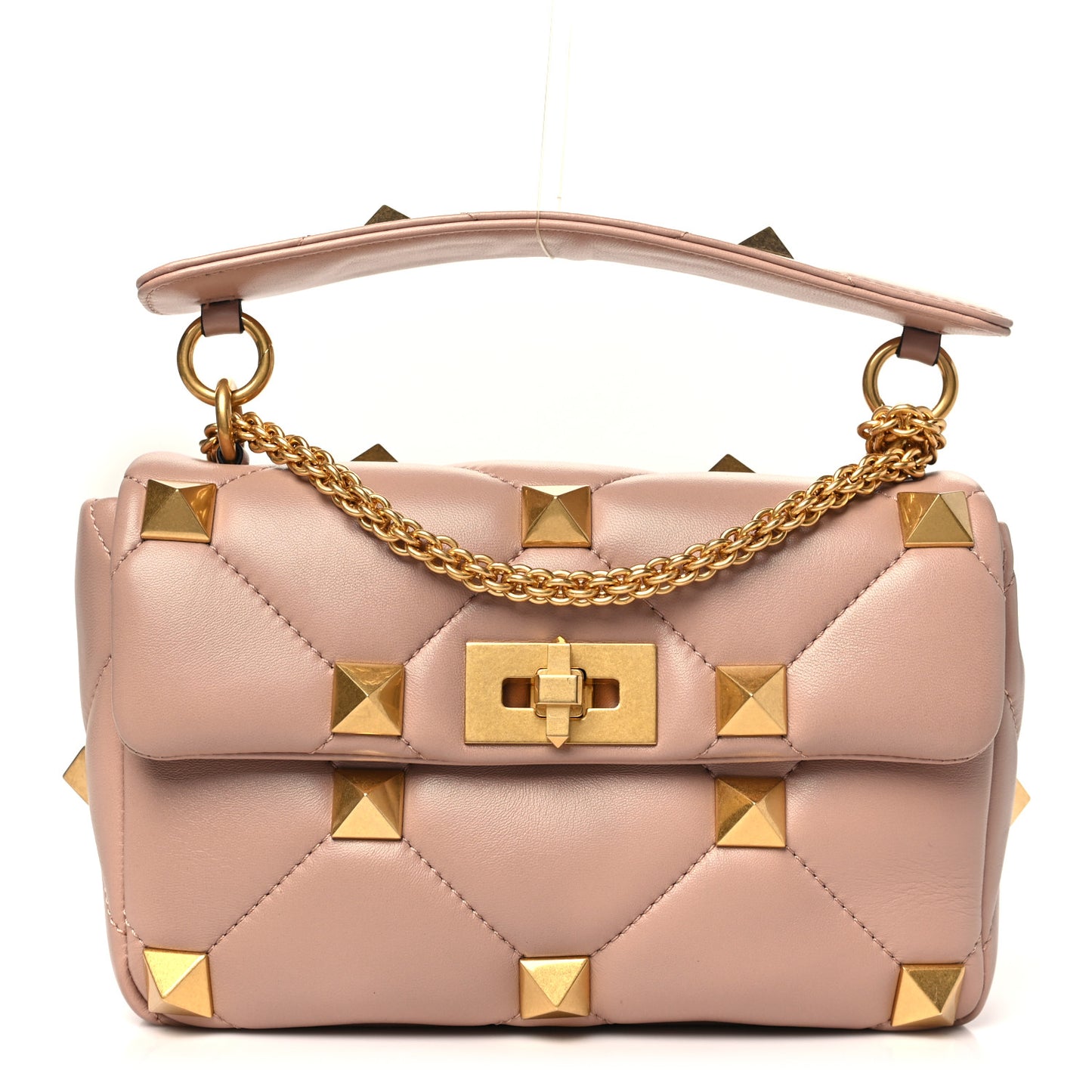 Nappa Medium Roman Stud Shoulder Bag Rose Cannelle