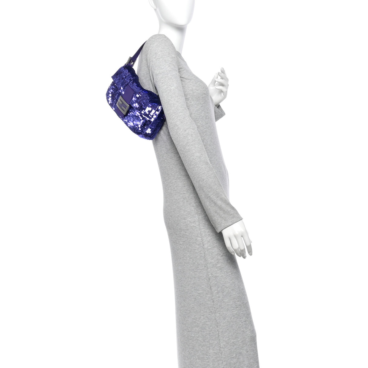 Fendi Silk Sequin Baguette 26424 Purple 2 of 9