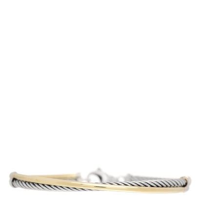 David Yurman Sterling Silver 18K Yellow Gold 3mm Crossover Bracelet 1 of 4