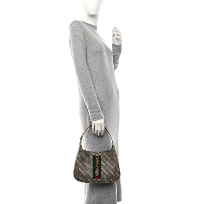 Gucci X BALENCIAGA GG Supreme Monogram Striped Logo Print Web Small Jackie 1961 Hobo Beige Ebony Mystic White 2 of 11
