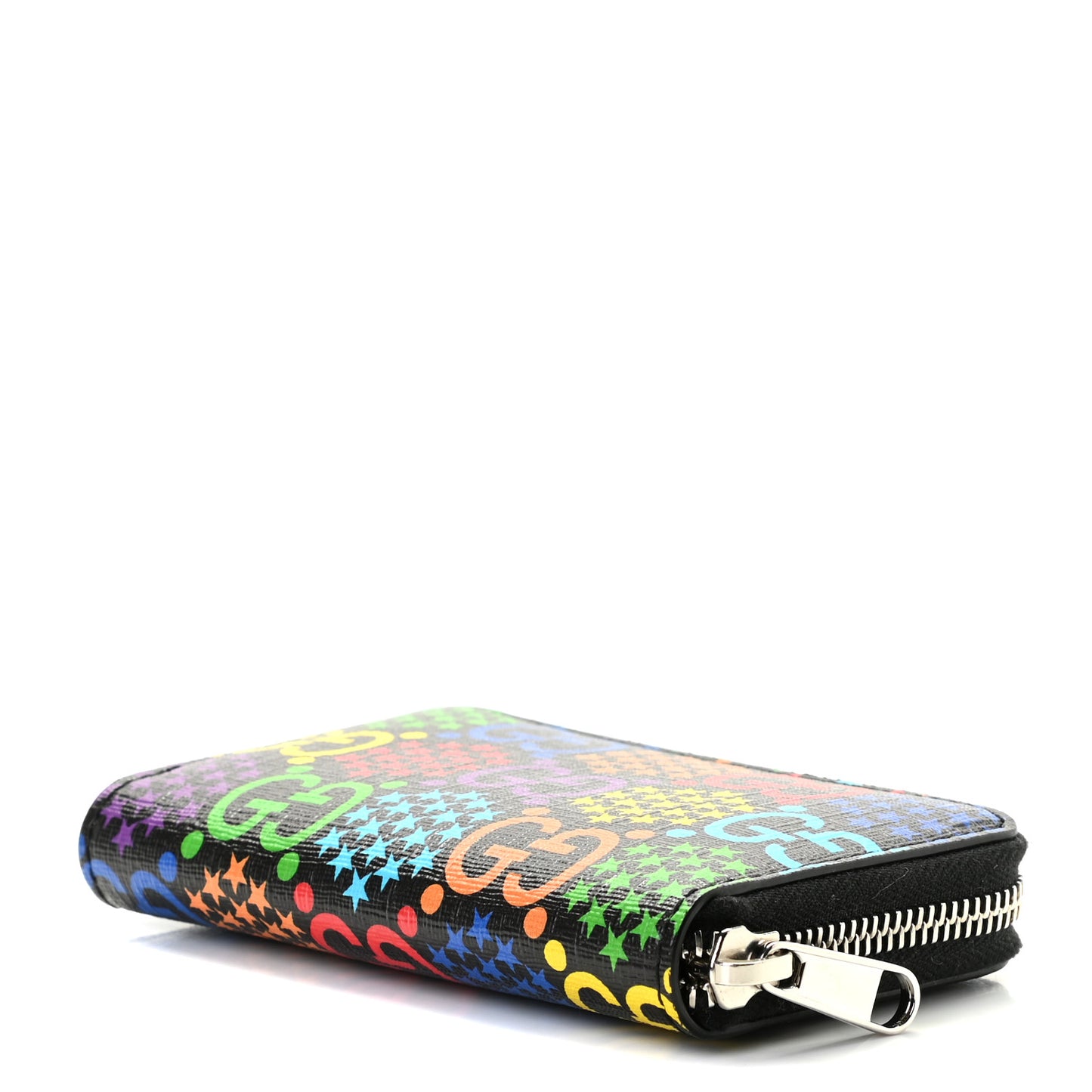 GG Supreme Monogram Psychedelic Zip Around Card Case Wallet Black