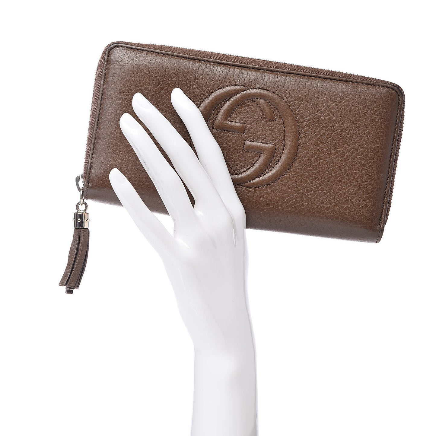 Pebbled Calfskin Soho Zip Around Wallet Brown
