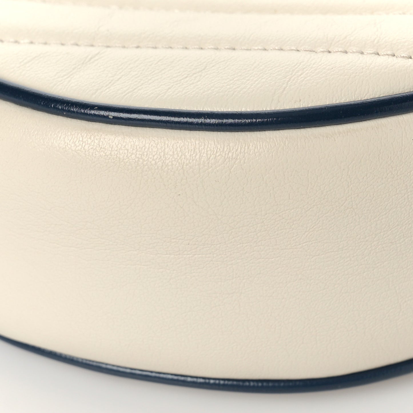 Azalea Calfskin Matelasse Diagonal Mini Torchon GG Marmont Round Shoulder Bag Mystic White Blue Agata