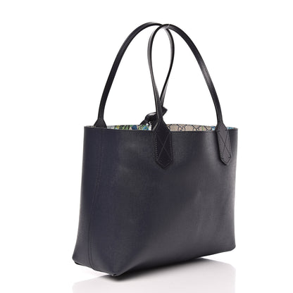 Gucci GG Supreme Monogram Blooms Small Reversible Tote Beige Blue Navy 5 of 14