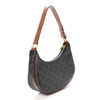 Celine Triomphe Canvas Calfskin Ava Shoulder Bag Tan 3 of 11