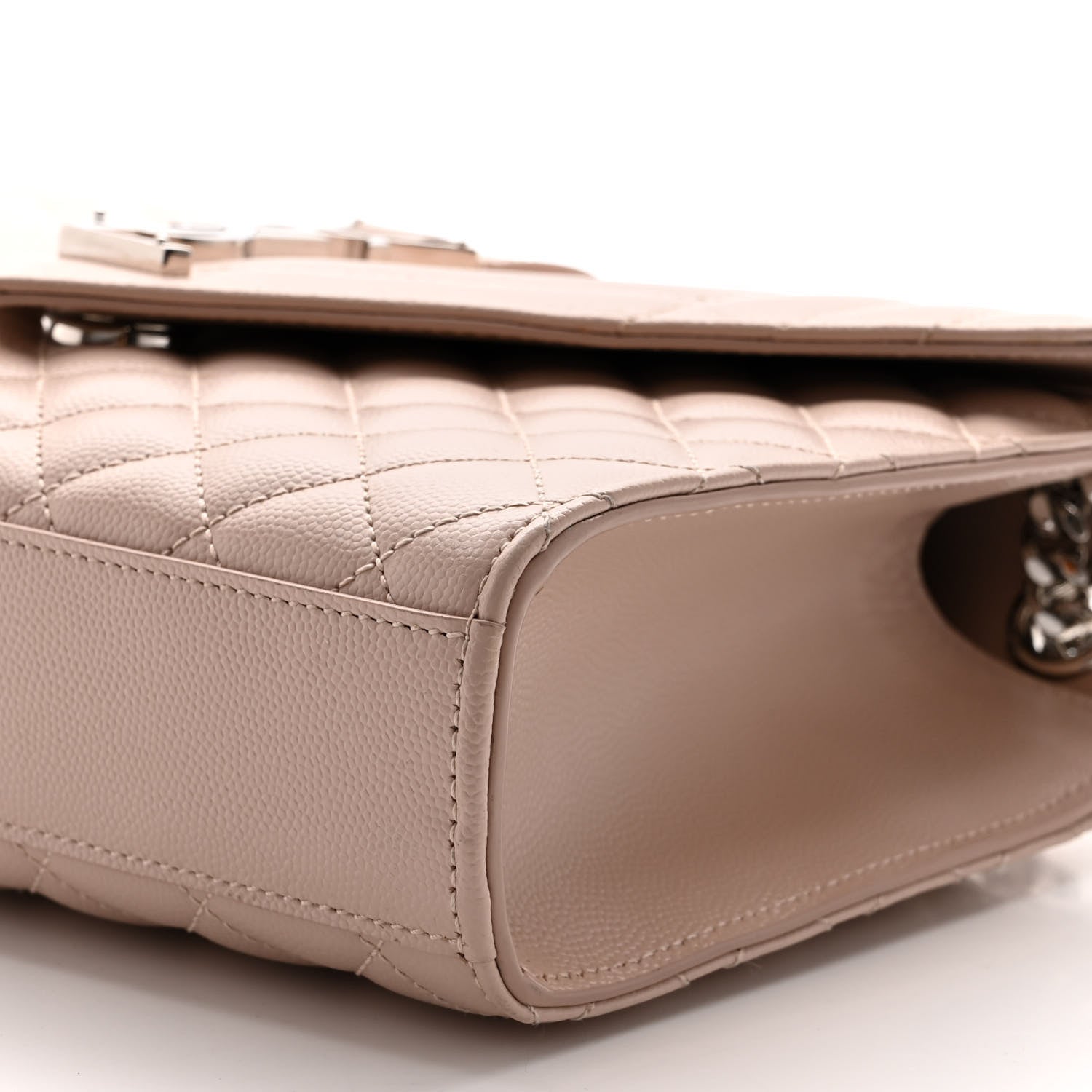 Saint Laurent Grain De Poudre Textured Mixed Matelasse Medium Triquilt Monogram Satchel Dark Beige 8 of 8
