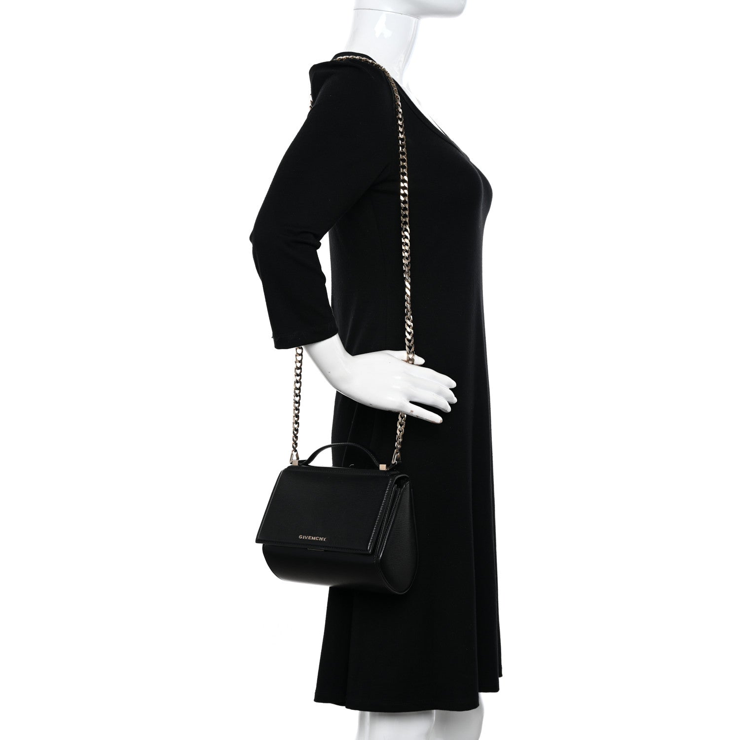 Givenchy Textured Calfskin Mini Pandora Box Chain Crossbody Bag Black 2 of 11