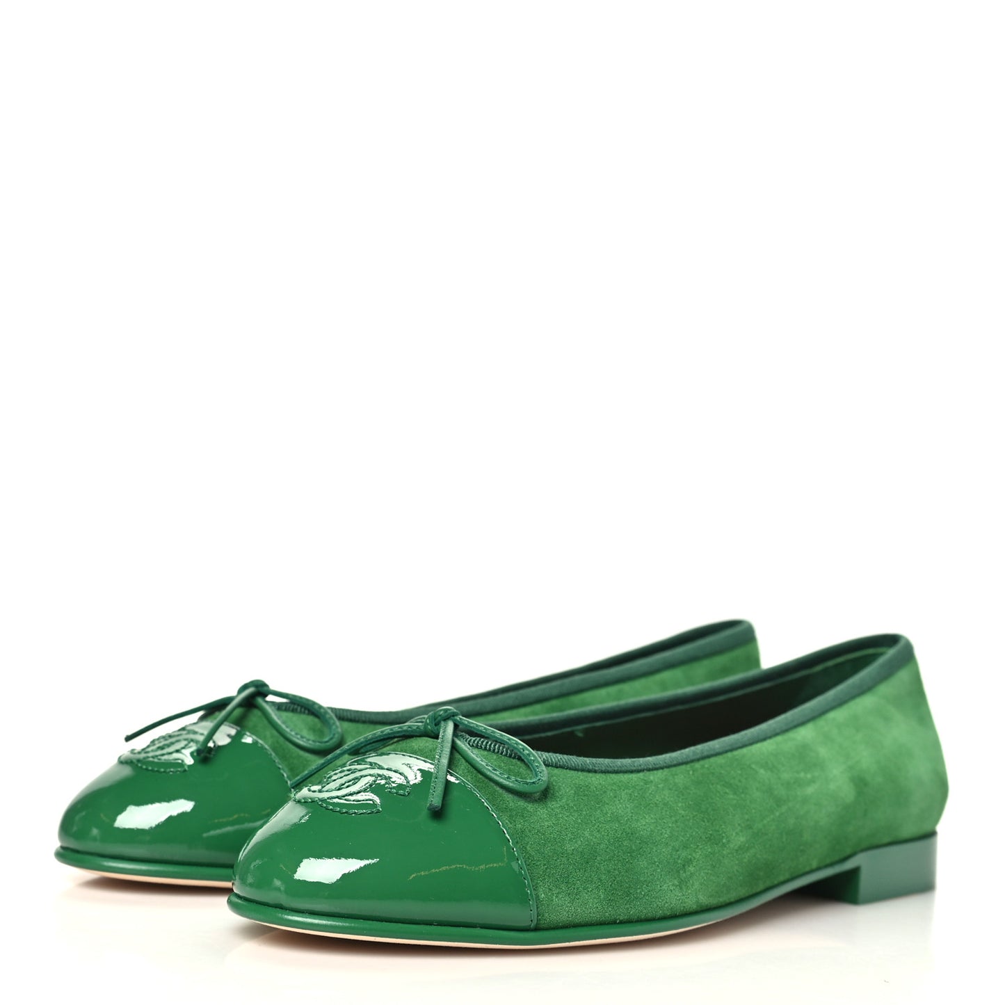 Suede Patent Cap Toe CC Ballerina Flats 37.5 Green