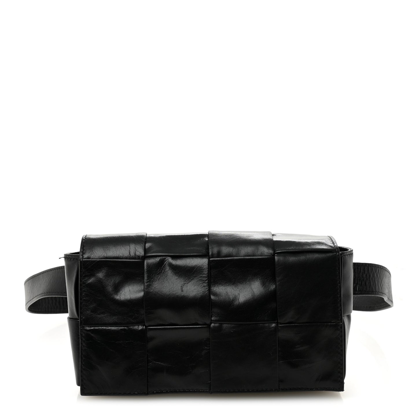 Paper Calfskin Intreccio Cassette Belt Bag Black