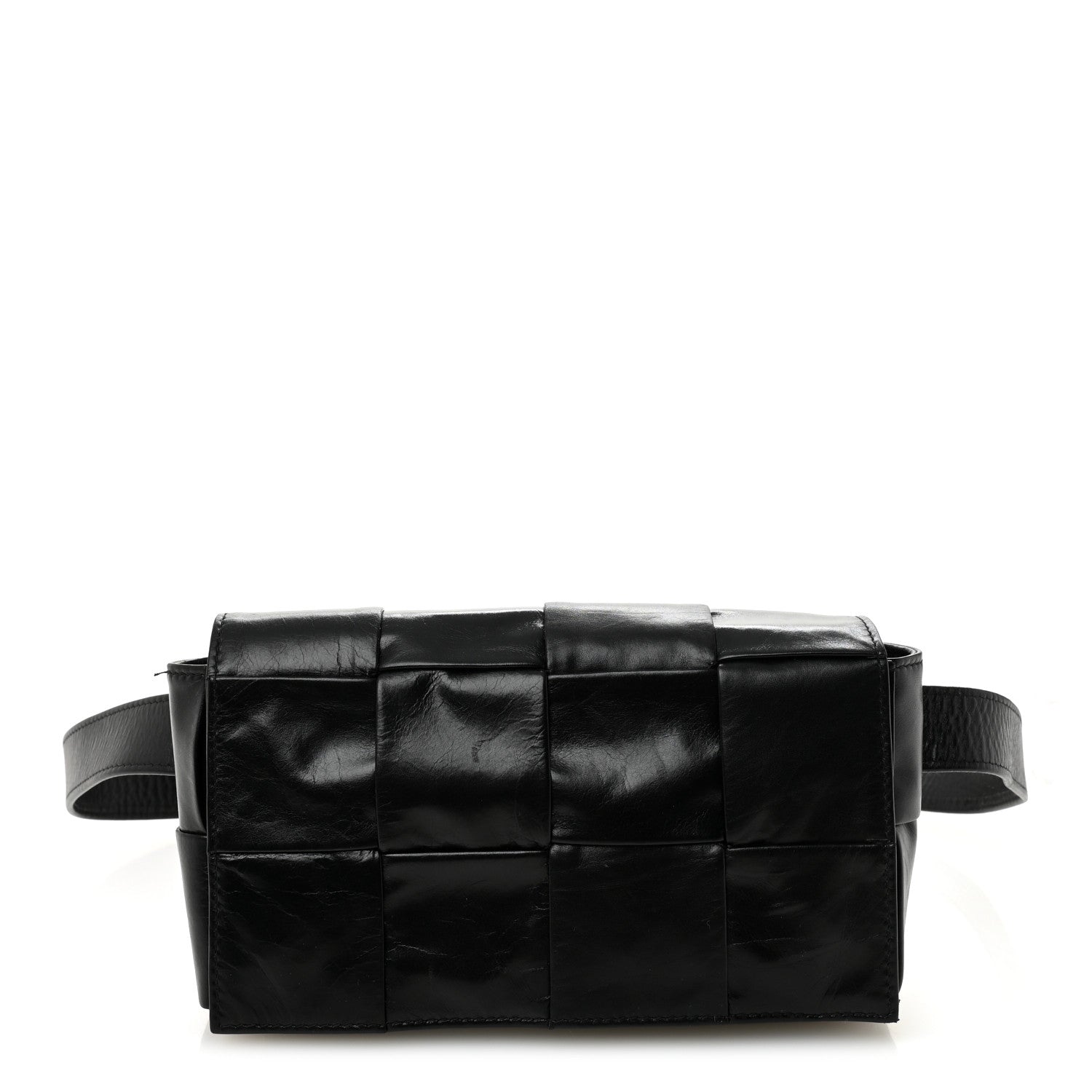 Bottega Veneta Paper Calfskin Intreccio Cassette Belt Bag Black 1 of 11