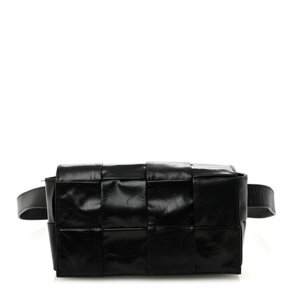 Bottega Veneta Paper Calfskin Intreccio Cassette Belt Bag Black 1 of 11