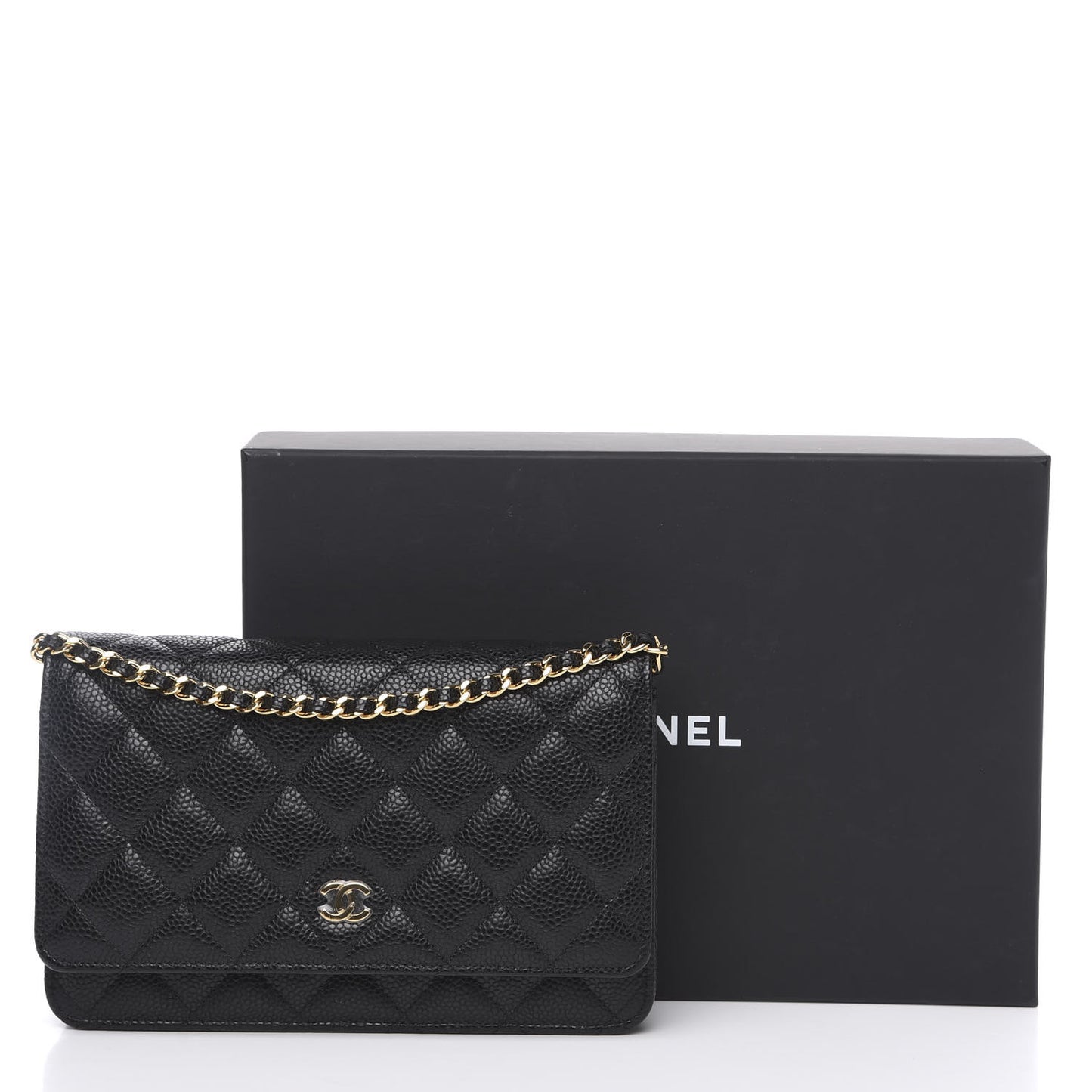 Caviar Quilted Wallet On Chain WOC Black