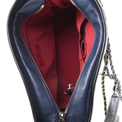 Chanel Aged Calfskin Chevron Quilted Medium Gabrielle Hobo Navy Black 5 of 10