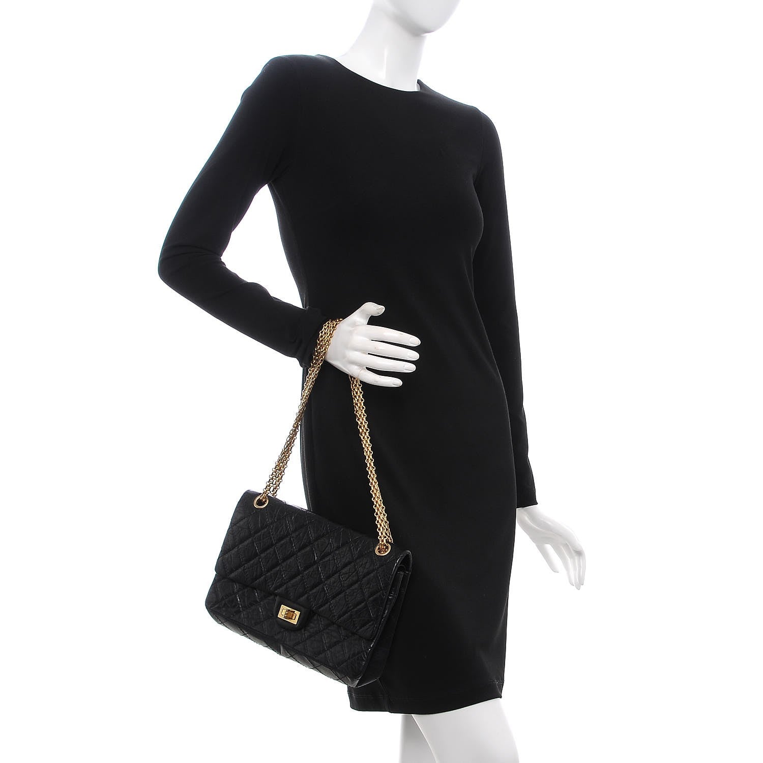 Chanel Aged Calfskin Quilted 50th Anniversary 2.55 Reissue 226 Flap Black 2 of 8
