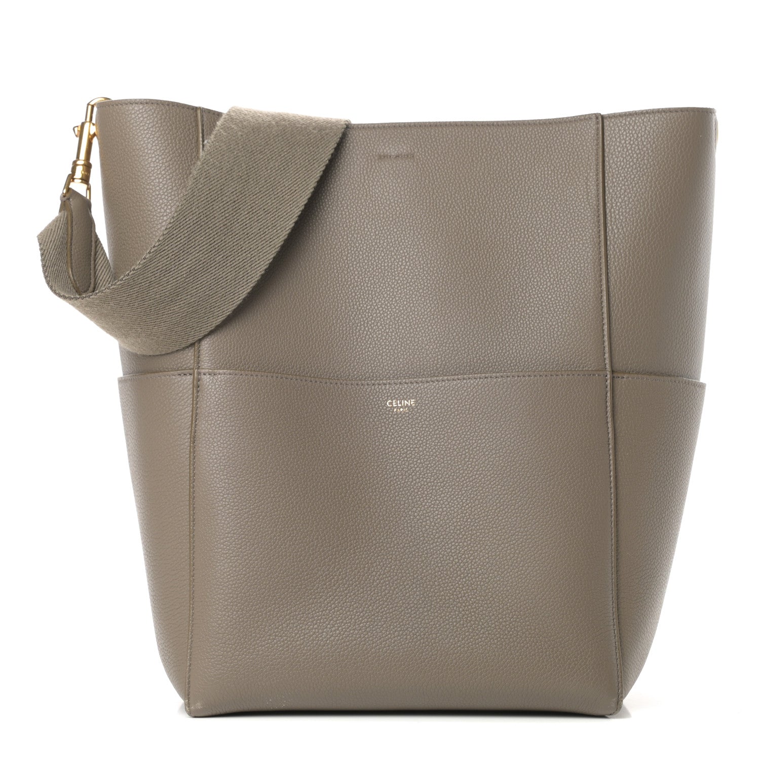 Celine Soft Grained Calfskin Sangle Bucket Bag Taupe 1 of 15