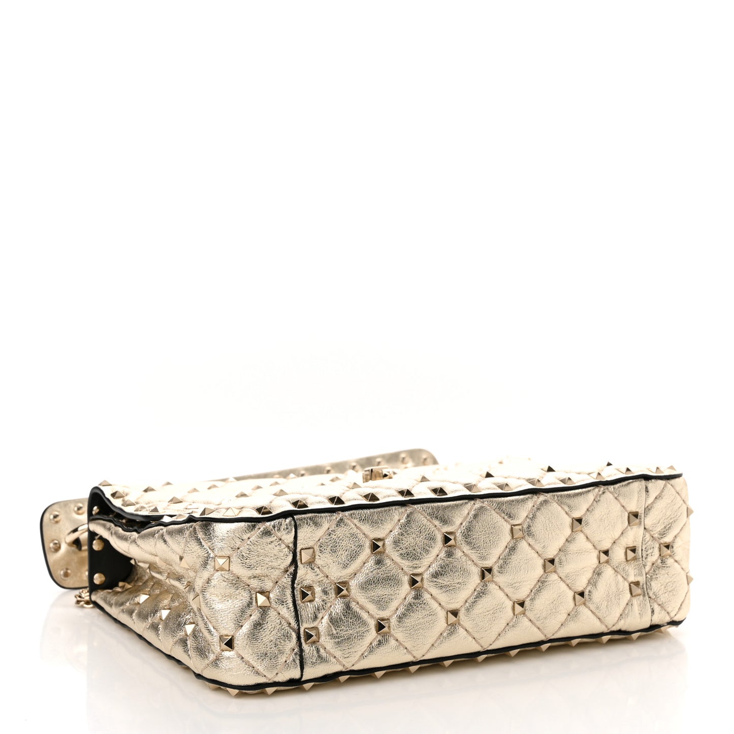 Metallic Wrinkled Lambskin Medium Rockstud Spike Shoulder Bag Mekong