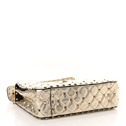 Valentino Garavani Metallic Wrinkled Lambskin Medium Rockstud Spike Shoulder Bag Mekong 4 of 11