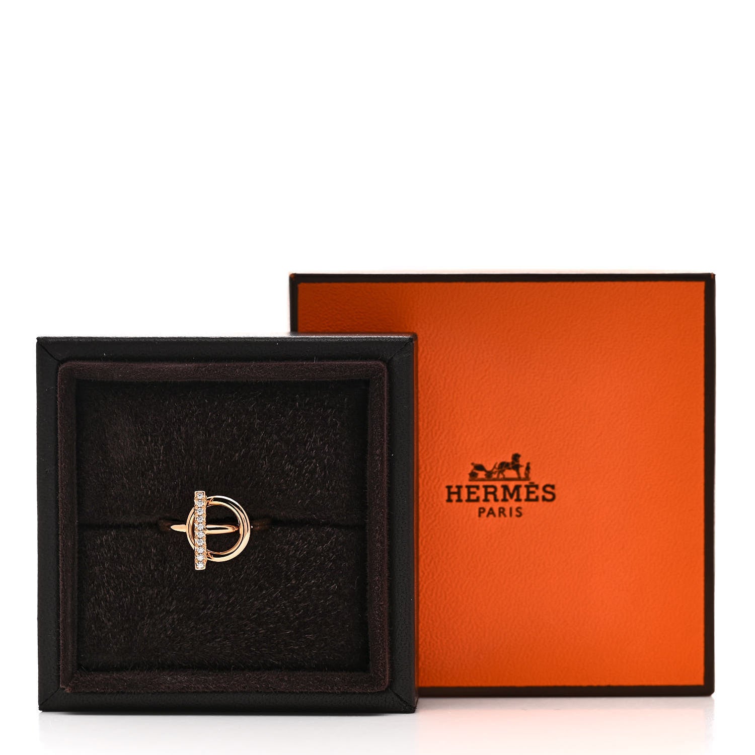 Hermes 18K Rose Gold Diamond PM Echappee Ring 52 6 5 of 5