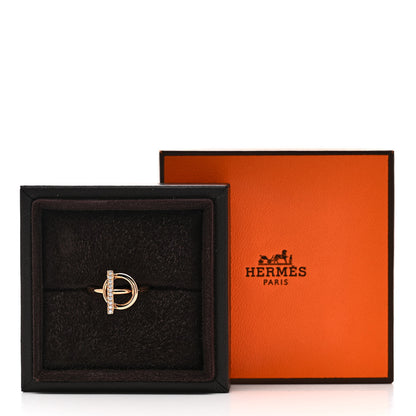 Hermes 18K Rose Gold Diamond PM Echappee Ring 52 6 5 of 5