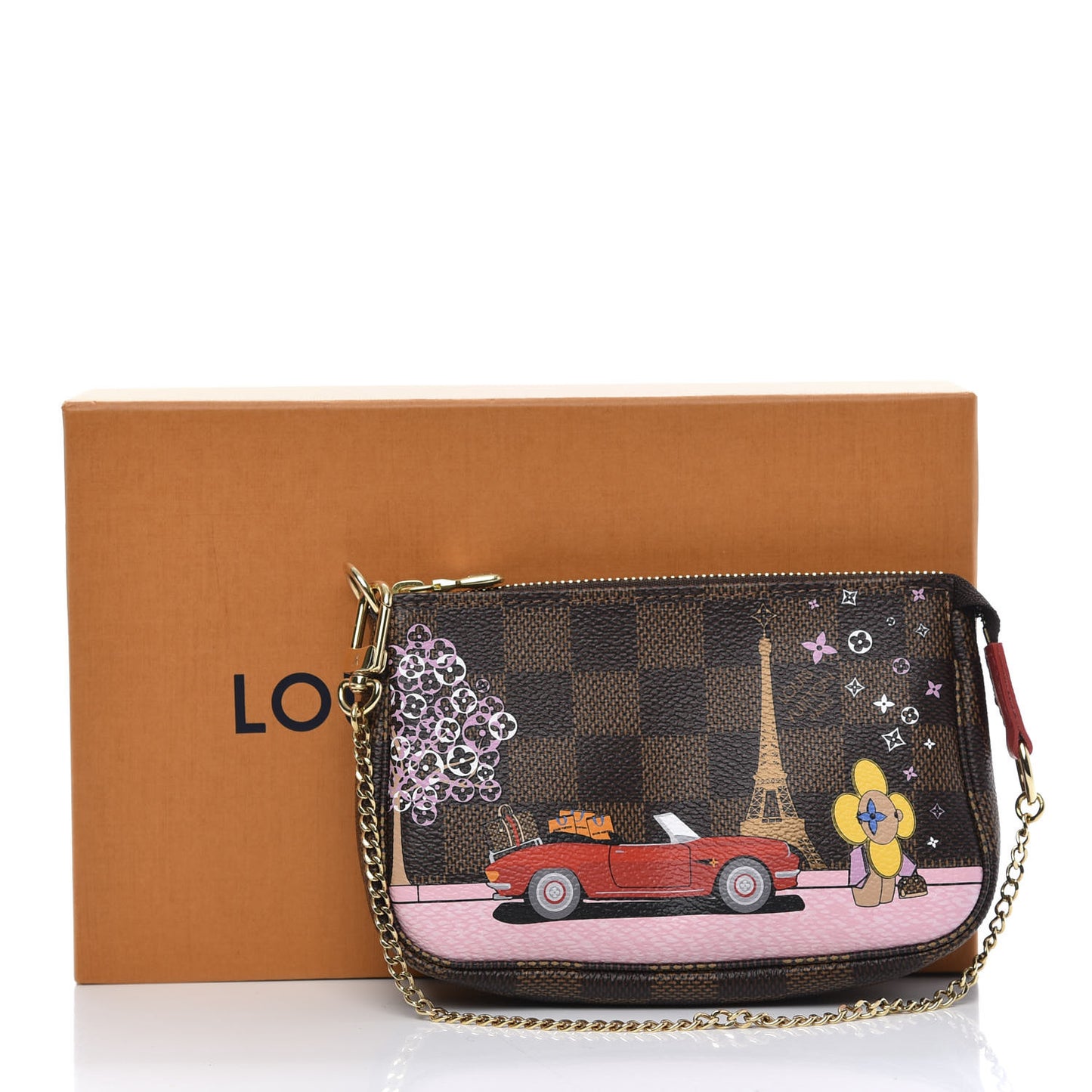 Damier Ebene 2019 Christmas Animation Mini Pochette Accessories Red