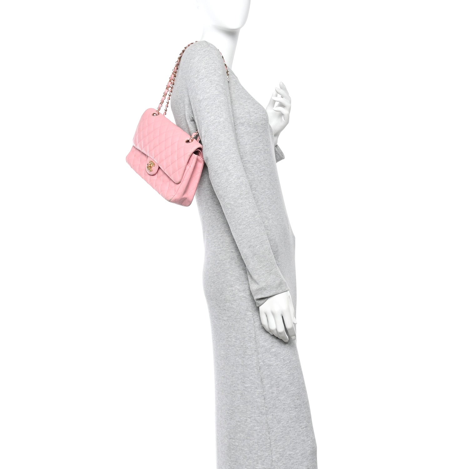 Chanel Caviar Quilted Medium Double Flap Light Pink 2 of 16