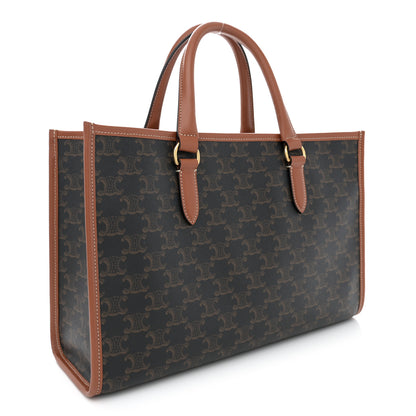Celine Triomphe Canvas Calfskin Mini Horizontal Cabas Tan 2 of 11