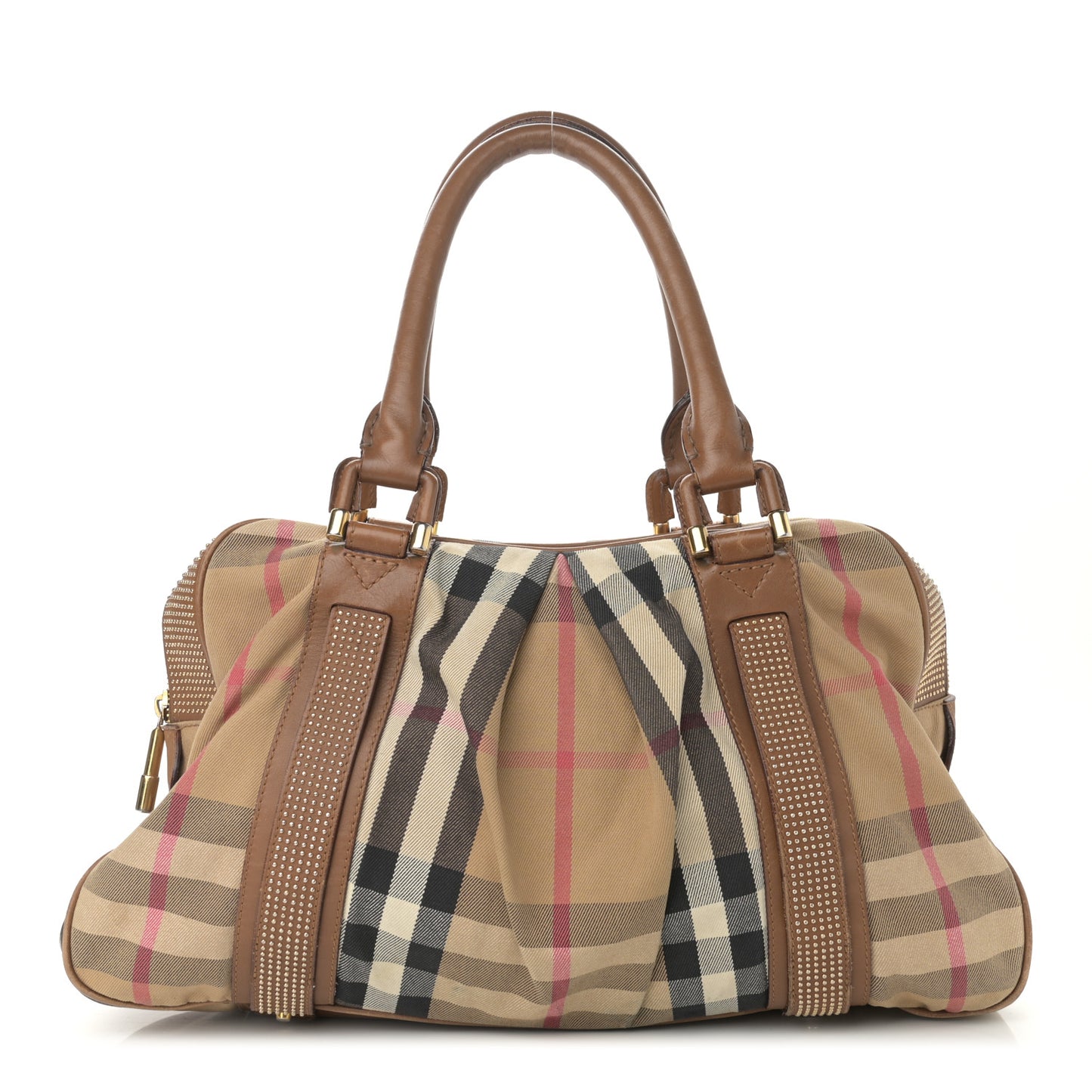 House Check Studded Knight Satchel Brown