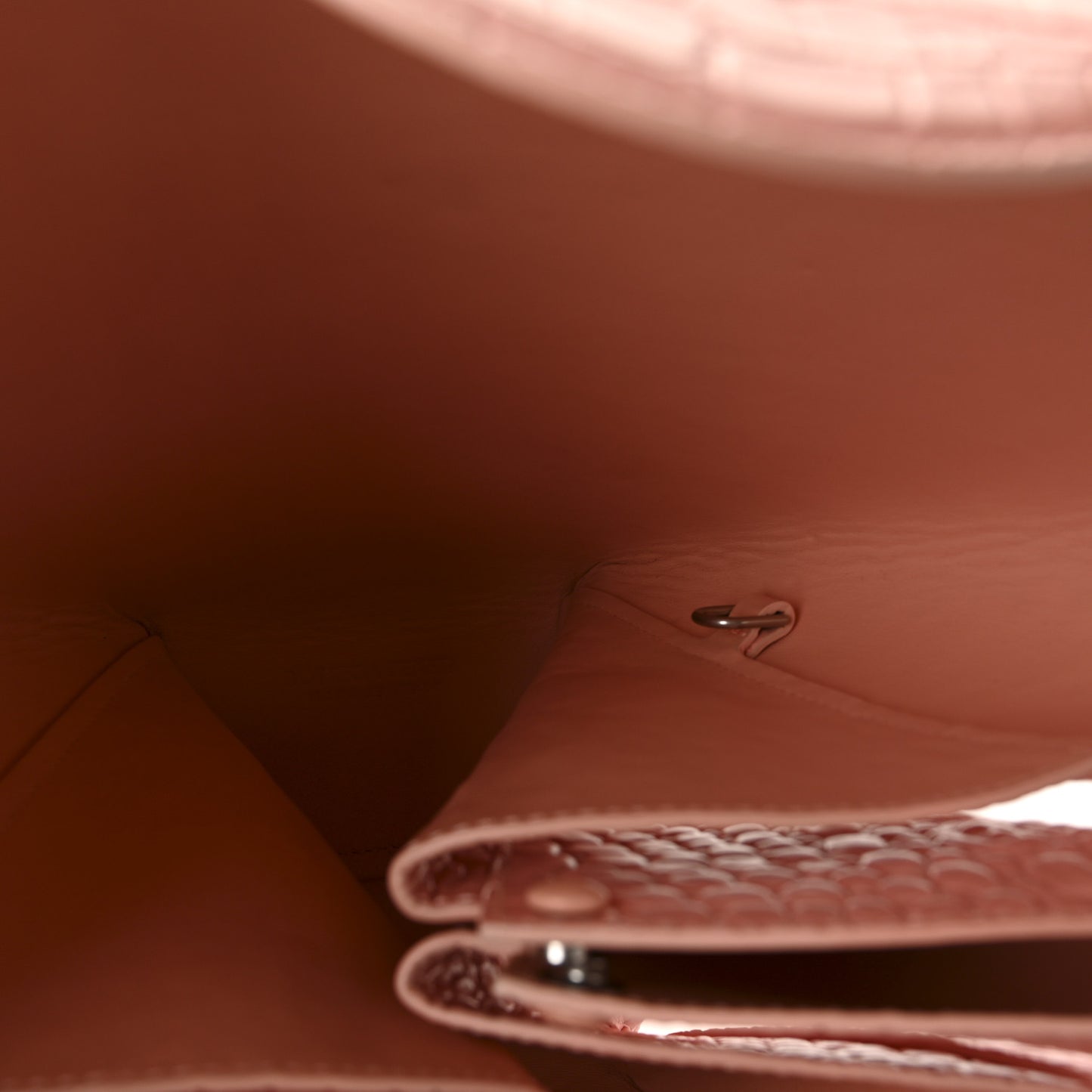 Calfskin Crocodile Embossed Doll Top Handle Bag Peachy