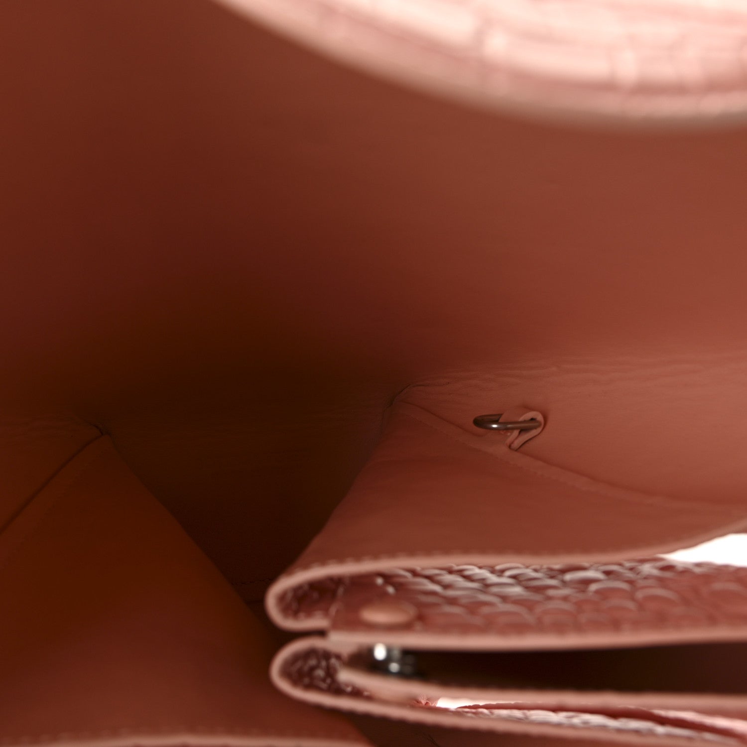 Bottega Veneta Calfskin Crocodile Embossed Doll Top Handle Bag Peachy 7 of 10