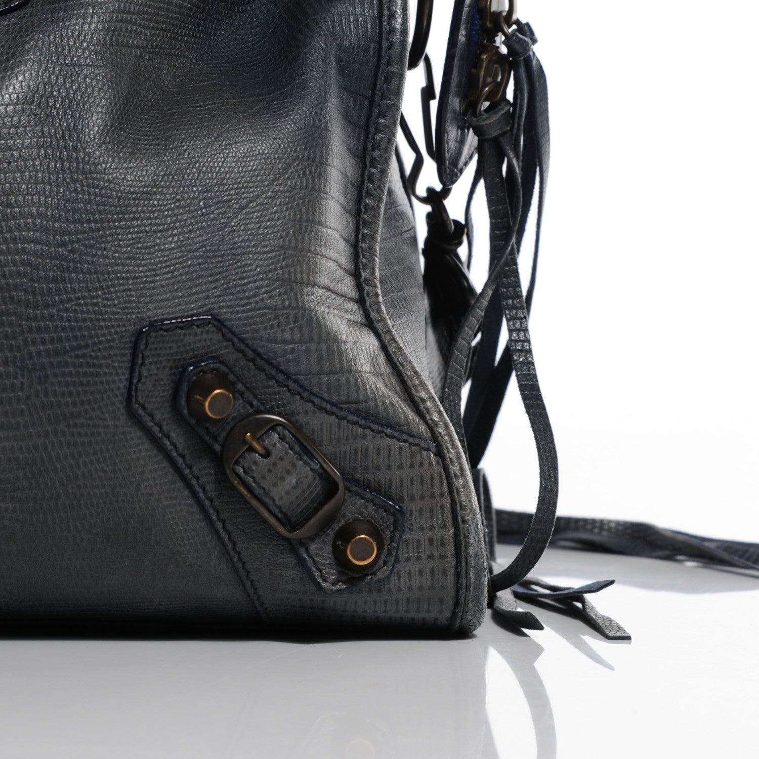 Balenciaga Agneau Classic Hardware Lizard Embossed City Dark Night 6 of 13