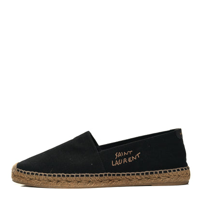 Saint Laurent Canvas Nappa Elba Light Logo Embroidered Mens Espadrilles 44 Black 1 of 6