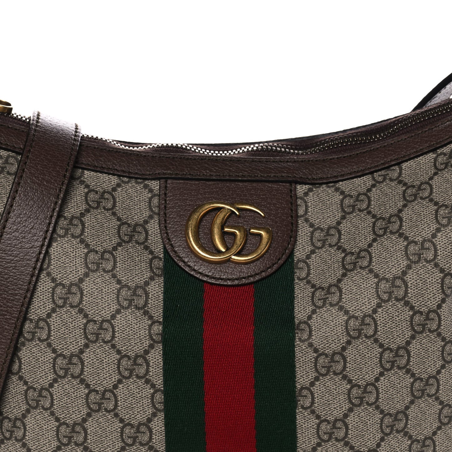 GG Supreme Monogram Web Small Ophidia Half Moon Hobo Brown