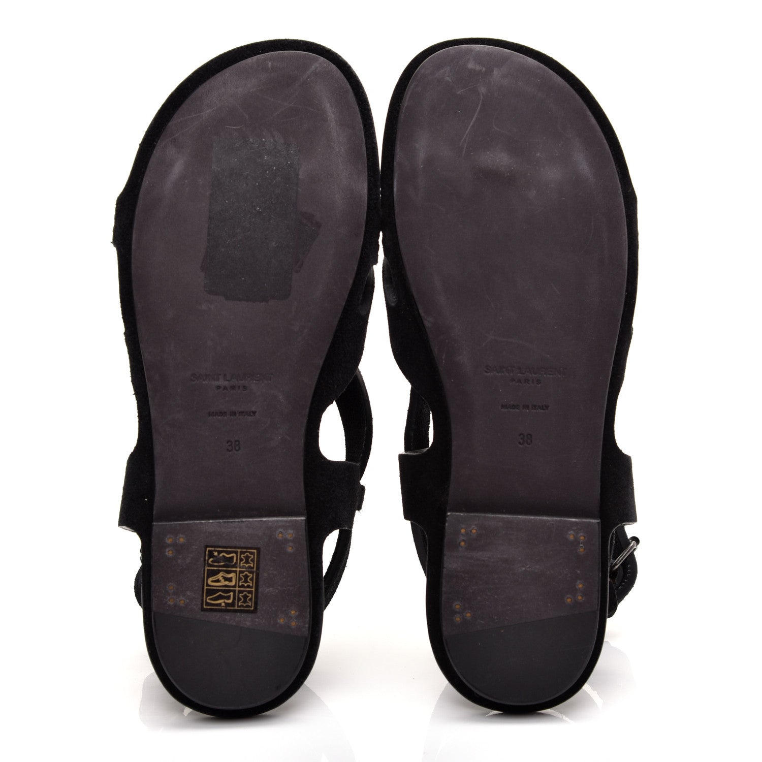 Saint Laurent Suede Culver Flat Sandals 38 Black 6 of 7