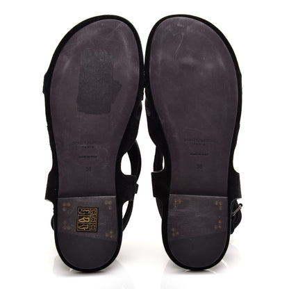 Saint Laurent Suede Culver Flat Sandals 38 Black 6 of 7