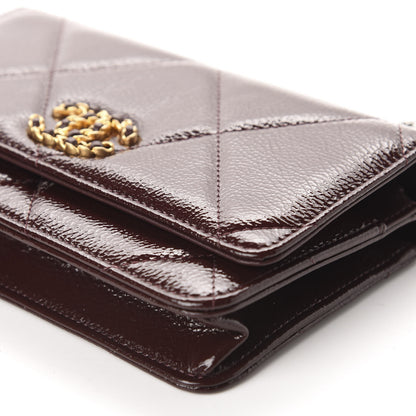 Chanel Shiny Crumpled Calfskin Quilted 19 Wallet On Chain WOC Burgundy 7 of 12
